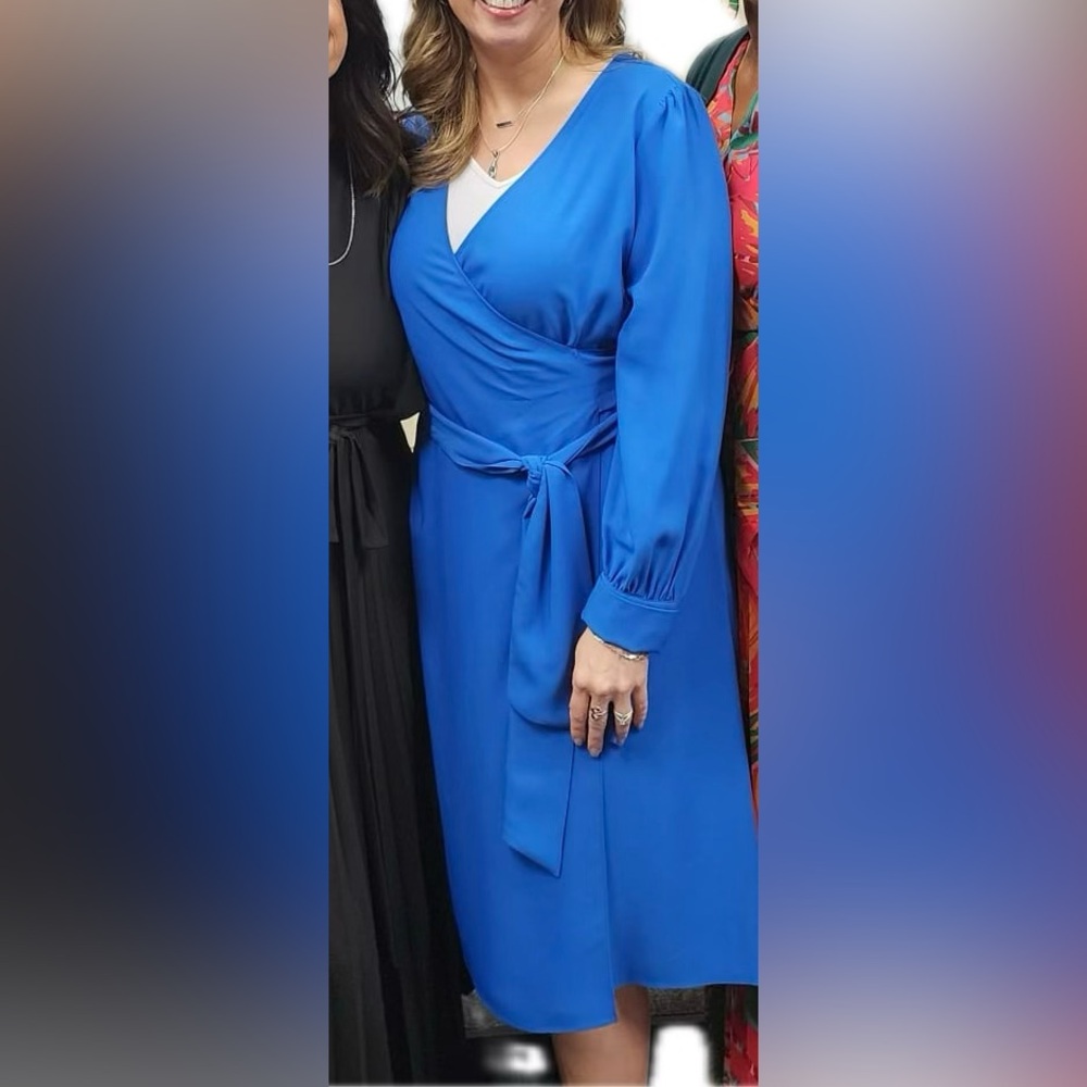 Halogen Elegant Blue Wrap Dress